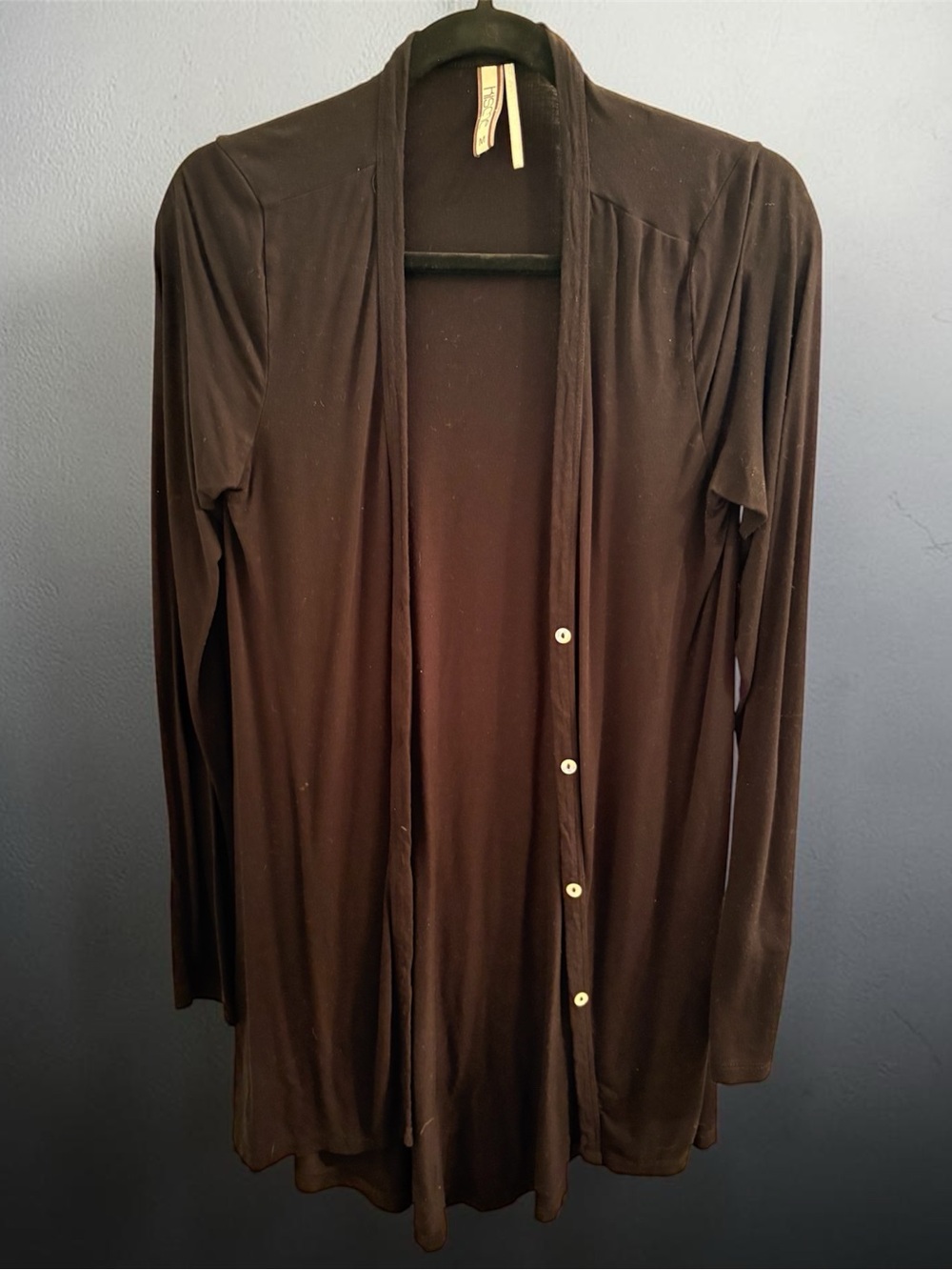 Black Lightweight Button Front Cardigan Women’s Long Sleeve Open Front